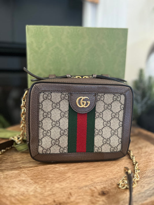 Mini GG Supreme Web Ophidia Top Handle Bag