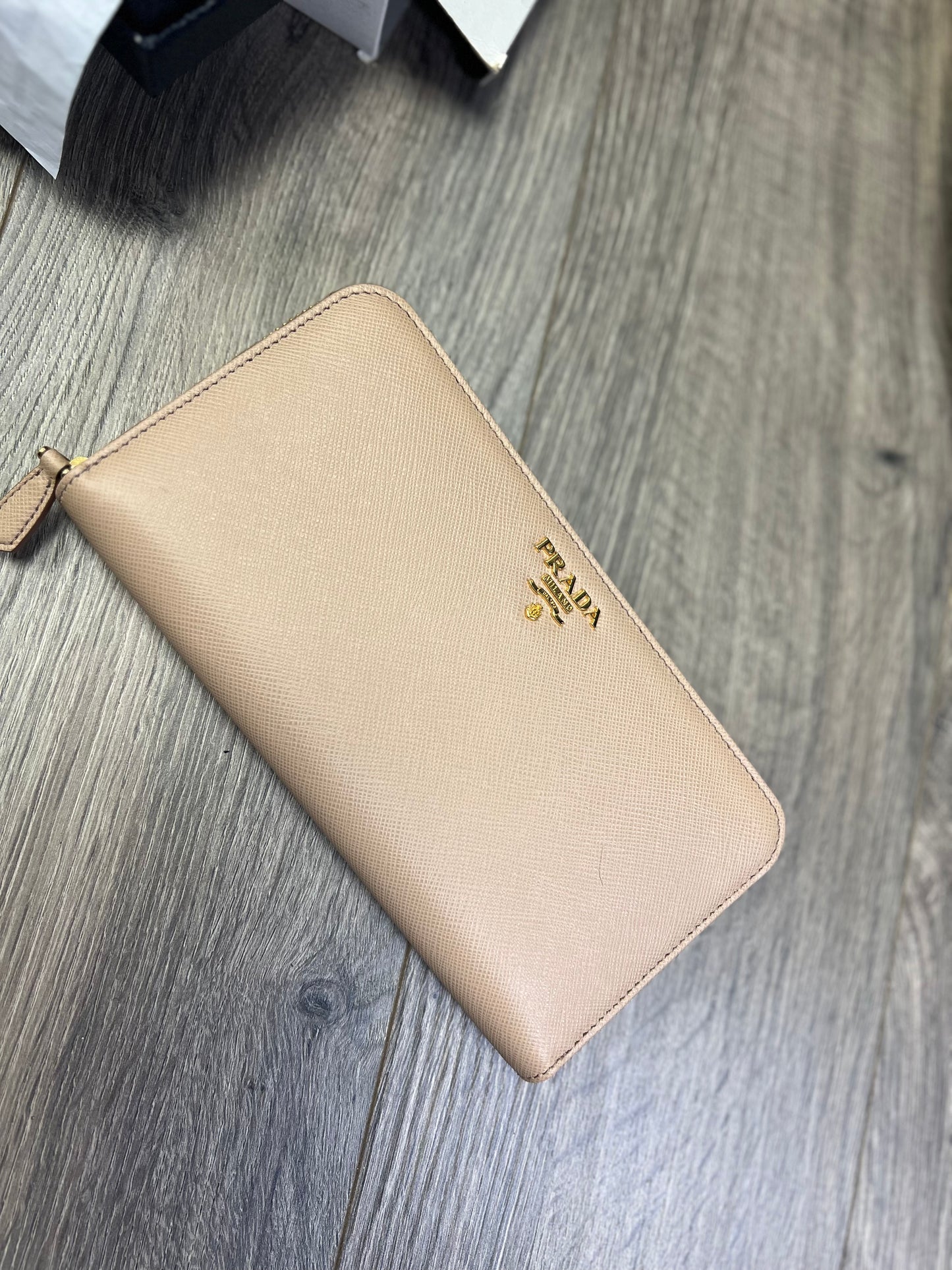 Prada Zip Wallet Saffiano Leather