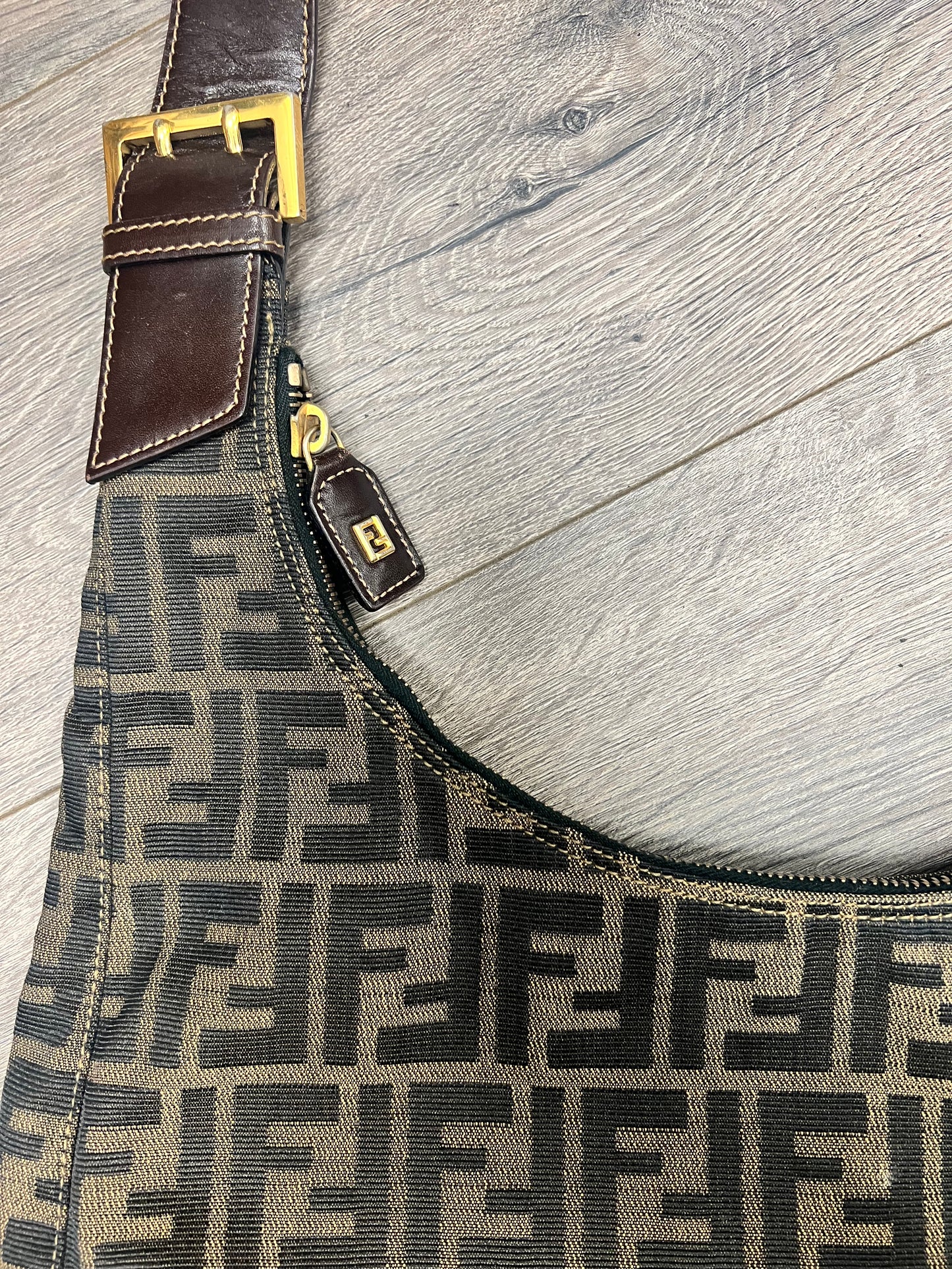 Fendi Double Buckle Shoulder Bag, Zucca